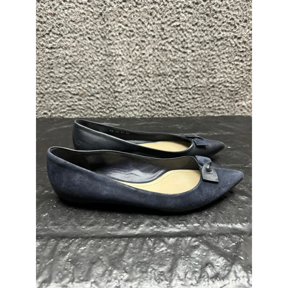 Christian Dior Suede Pointed Toe Slip On Ballet Flats Navy Blue Women Size 37 EU - Picture 4 of 10